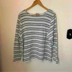 CJ Banks Textured Long Sleeve Stripe Blouse Size 1X